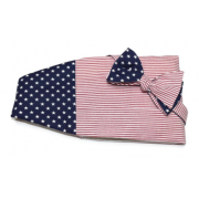 Patriotic Flag Seersucker Cummerbund and Tie Set